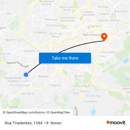 Rua Tiradentes, 1344 to Ibmec map