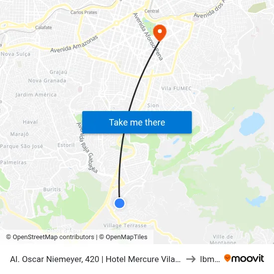 Al. Oscar Niemeyer, 420 | Hotel Mercure Vila Da Serra to Ibmec map