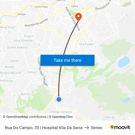 Rua Do Campo, 35 | Hospital Vila Da Serra to Ibmec map