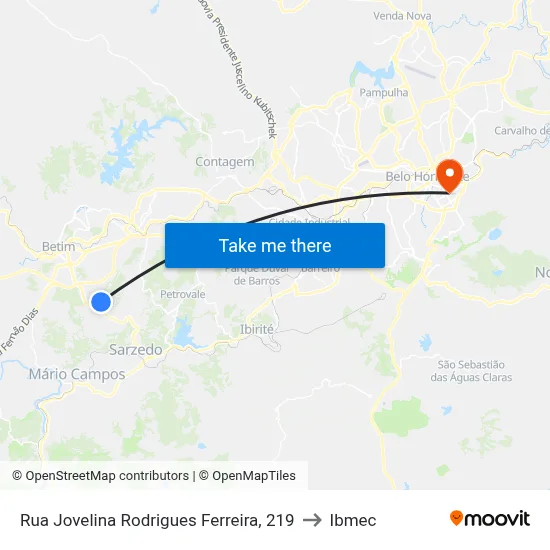 Rua Jovelina Rodrigues Ferreira, 219 to Ibmec map