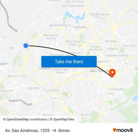 Av. Das Américas, 1205 to Ibmec map
