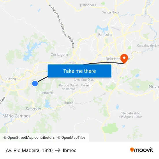 Av. Rio Madeira, 1820 to Ibmec map