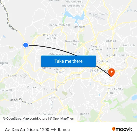 Av. Das Américas, 1200 to Ibmec map