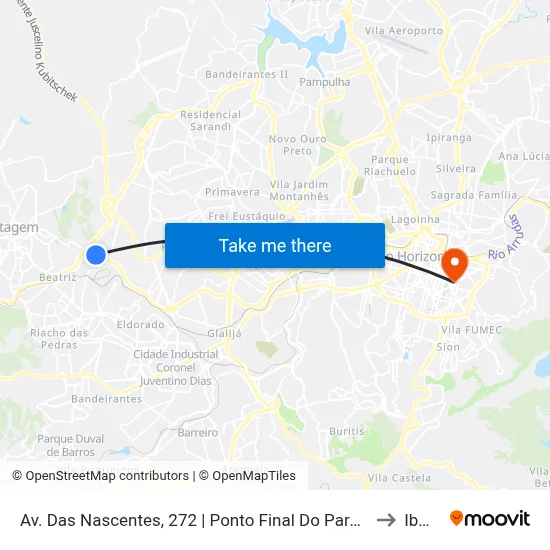 Av. Das Nascentes, 272 | Ponto Final Do Parque São João to Ibmec map