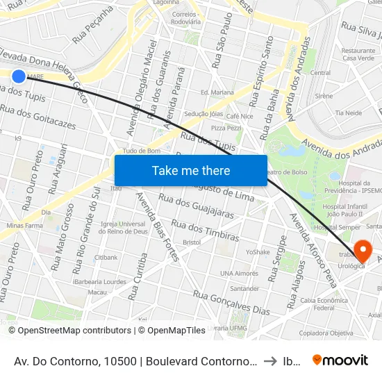 Av. Do Contorno, 10500 | Boulevard Contorno - Hospital Socor 2 to Ibmec map