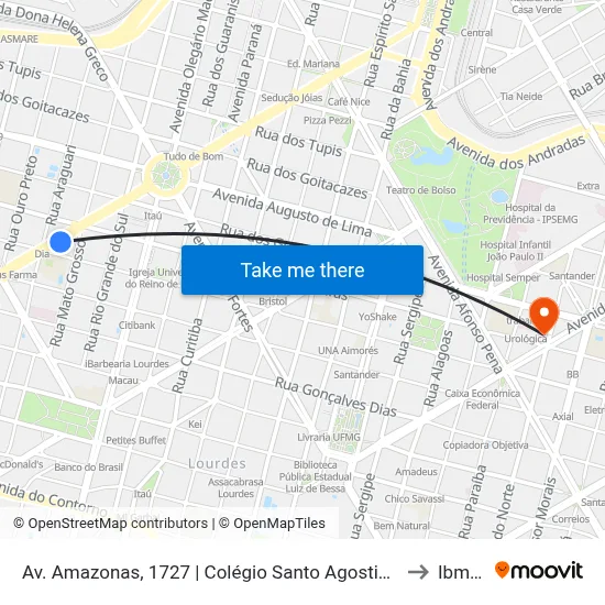 Av. Amazonas, 1727 | Colégio Santo Agostinho 2 to Ibmec map