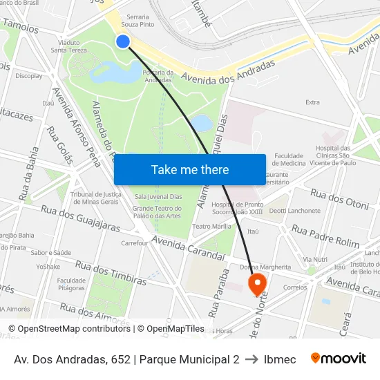 Av. Dos Andradas, 652 | Parque Municipal 2 to Ibmec map
