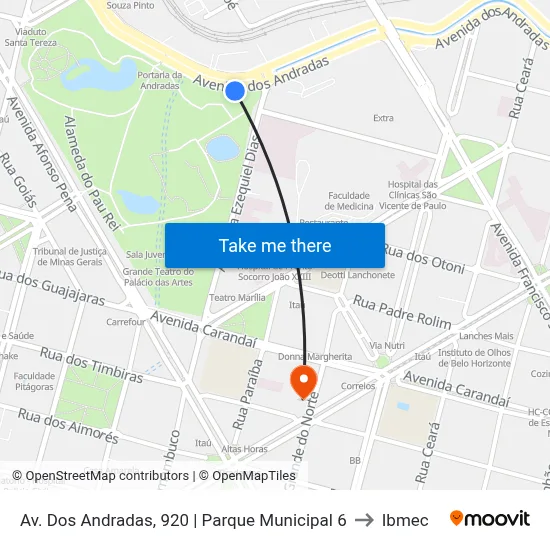 Av. Dos Andradas, 920 | Parque Municipal 6 to Ibmec map