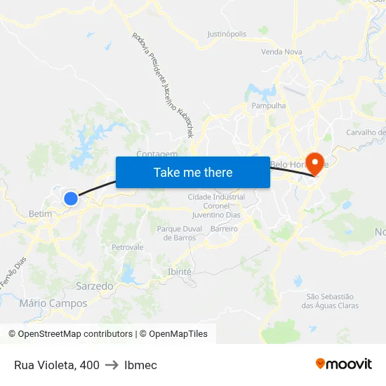 Rua Violeta, 400 to Ibmec map