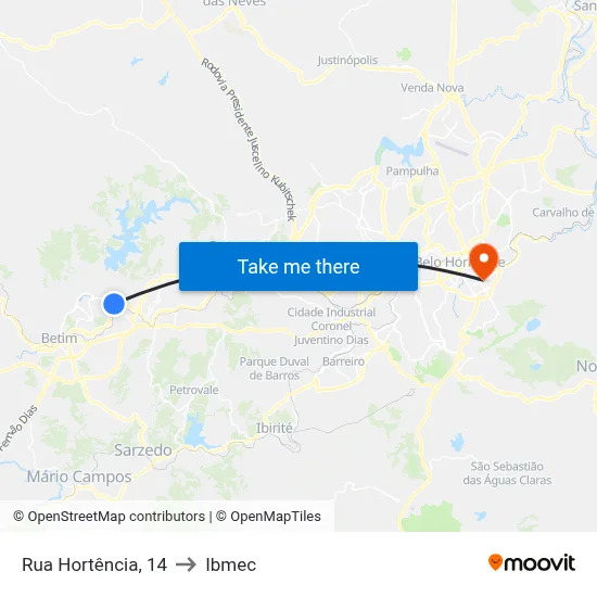Rua Hortência, 14 to Ibmec map