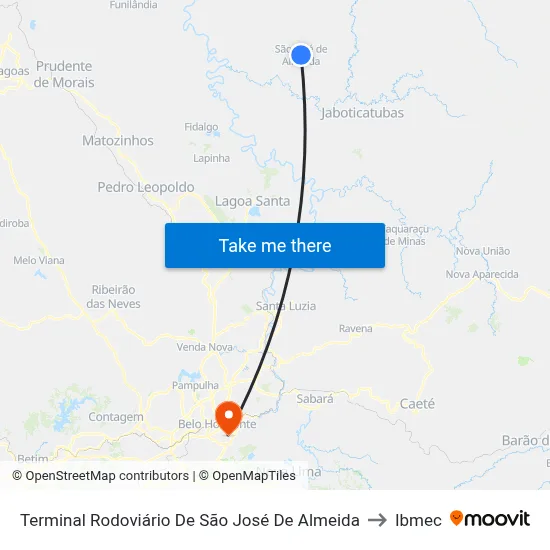 Terminal Rodoviário De São José De Almeida to Ibmec map