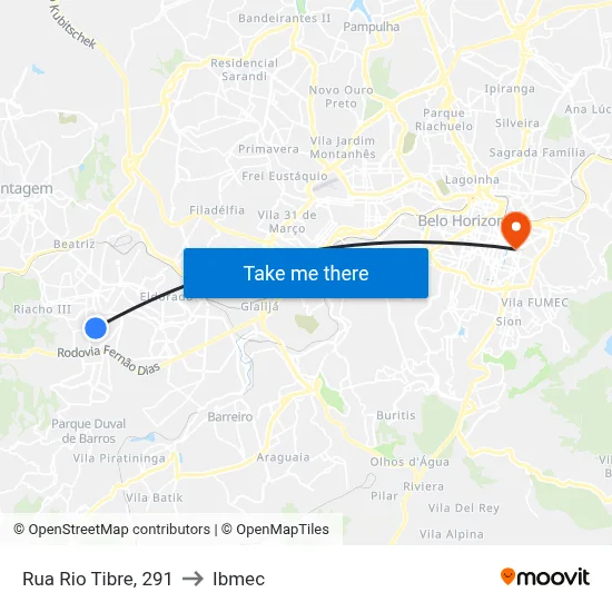 Rua Rio Tibre, 291 to Ibmec map