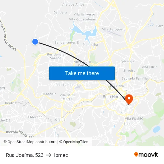 Rua Joaíma, 523 to Ibmec map