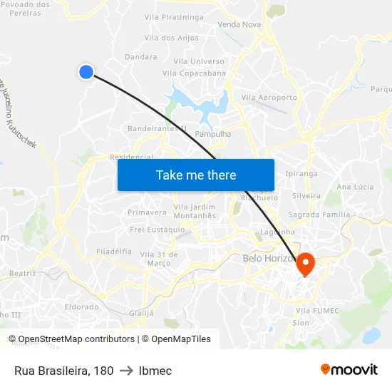 Rua Brasileira, 180 to Ibmec map