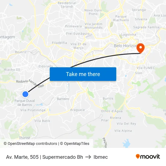 Av. Marte, 505 | Supermercado Bh to Ibmec map