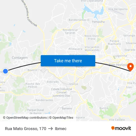 Rua Mato Grosso, 170 to Ibmec map