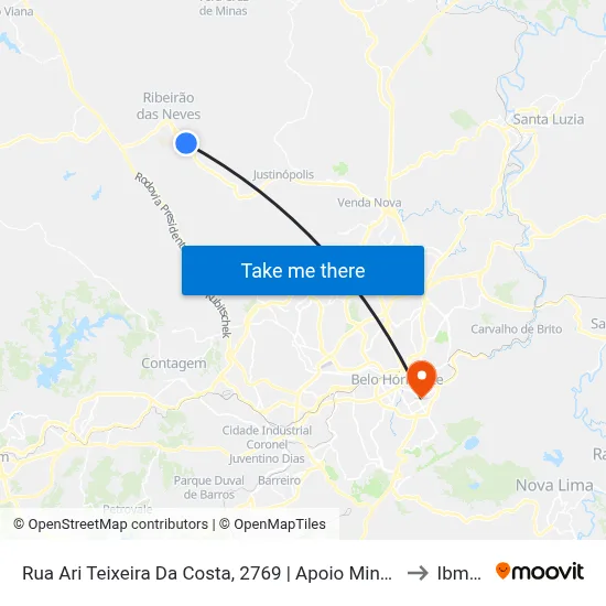 Rua Ari Teixeira Da Costa, 2769 | Apoio Mineiro to Ibmec map
