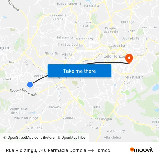 Rua Rio Xingu, 746 Farmácia Dornela to Ibmec map