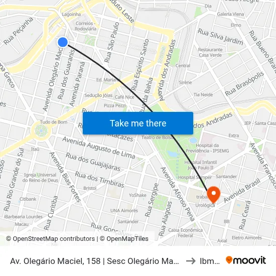Av. Olegário Maciel, 158 | Sesc Olegário Maciel 1 to Ibmec map