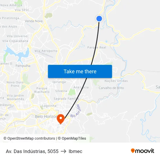 Av. Das Indústrias, 5055 to Ibmec map