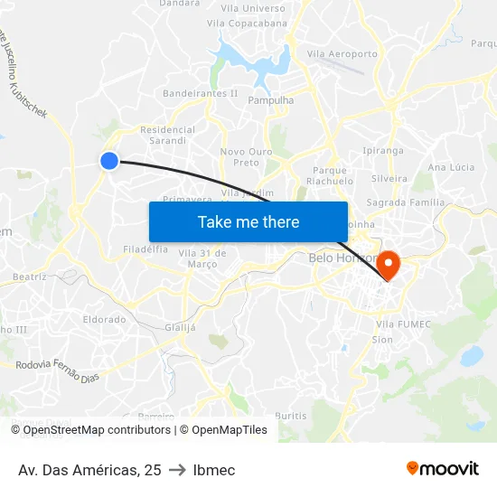 Av. Das Américas, 25 to Ibmec map