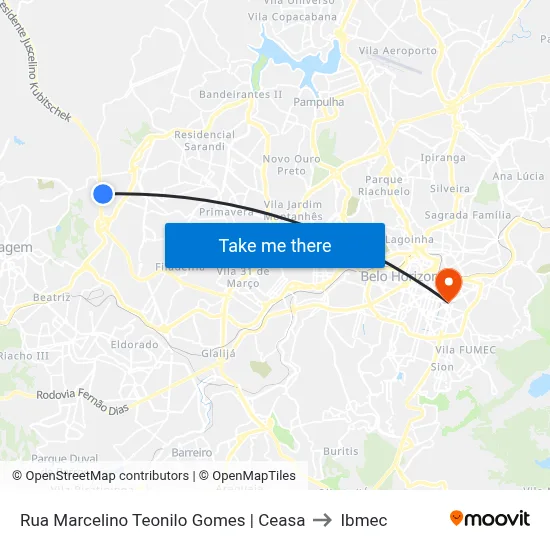 Rua Marcelino Teonilo Gomes | Ceasa to Ibmec map