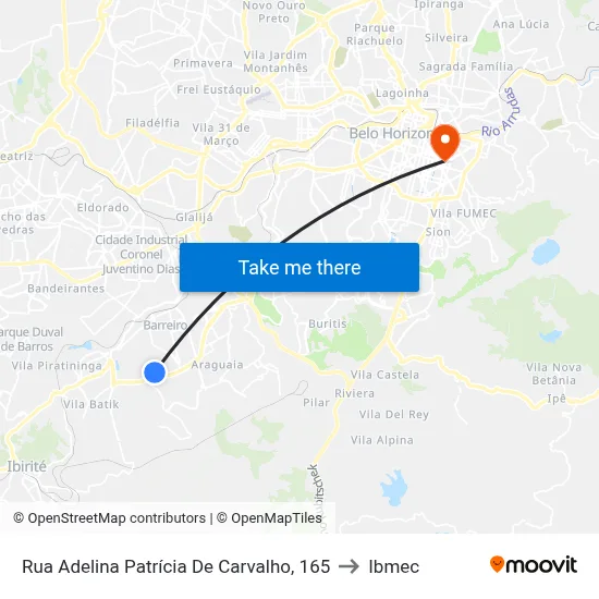 Rua Adelina Patrícia De Carvalho, 165 to Ibmec map
