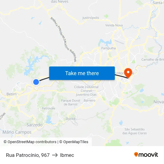 Rua Patrocínio, 967 to Ibmec map