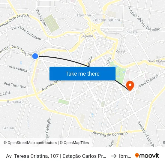 Av. Teresa Cristina, 107 | Estação Carlos Prates to Ibmec map