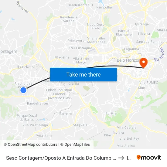 Sesc Contagem/Oposto A Entrada Do Columbia | Ponto Final Das Linhas 7150, 7160 E 7950 to Ibmec map