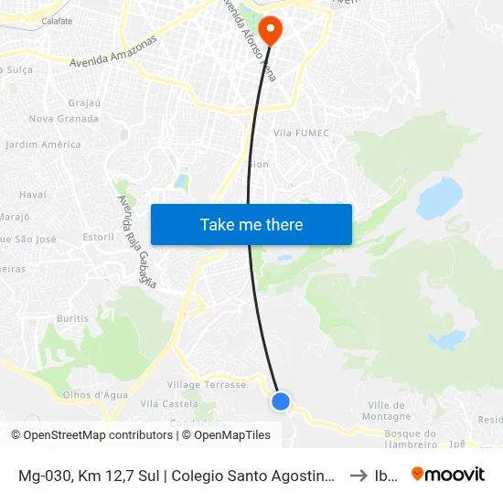 Mg-030, Km 12,7 Sul | Colegio Santo Agostinho - Unidade Nova Lima to Ibmec map