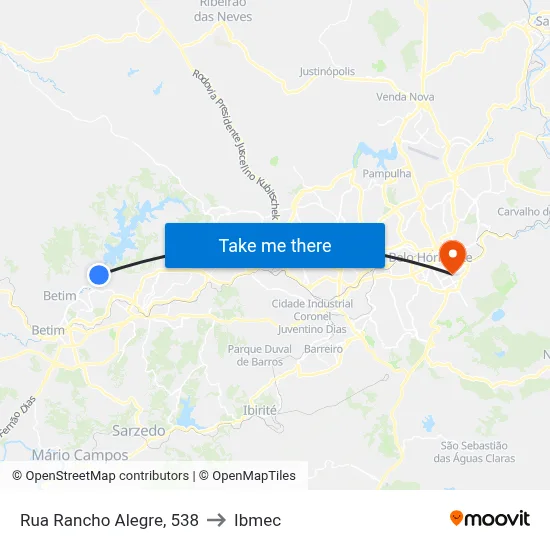 Rua Rancho Alegre, 538 to Ibmec map