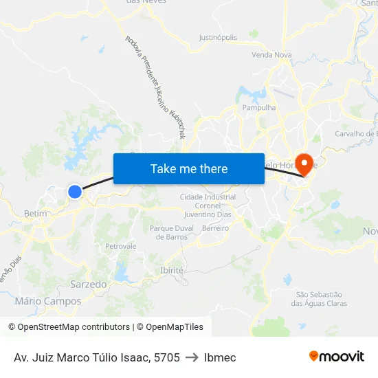 Av. Juiz Marco Túlio Isaac, 5705 to Ibmec map