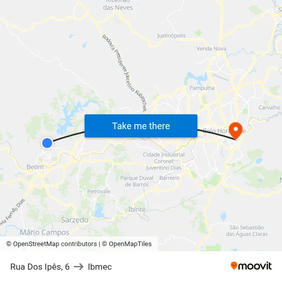 Rua Dos Ipês, 6 to Ibmec map