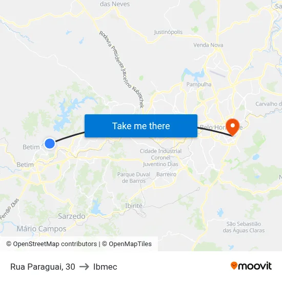 Rua Paraguai, 30 to Ibmec map