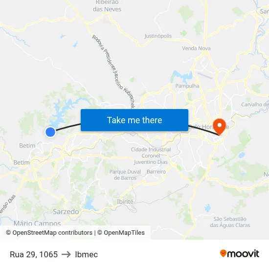 Rua 29, 1065 to Ibmec map