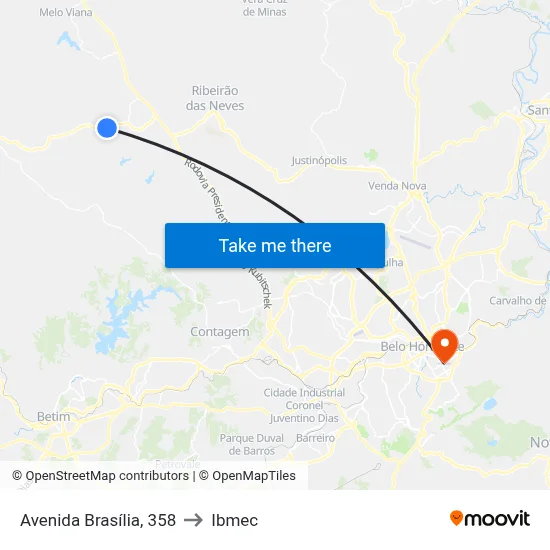 Avenida Brasília, 358 to Ibmec map