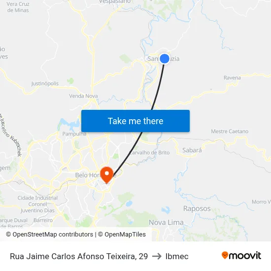 Rua Jaime Carlos Afonso Teixeira, 29 to Ibmec map