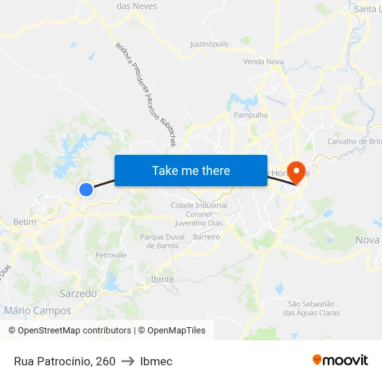 Rua Patrocínio, 260 to Ibmec map