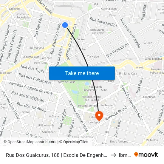 Rua Dos Guaicurus, 188 | Escola De Engenharia 1 to Ibmec map