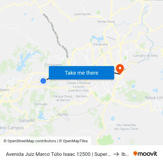 Avenida Juiz Marco Túlio Isaac 12500 | Supermercado Bh Capelinha to Ibmec map