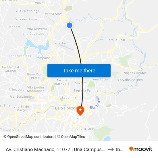 Av. Cristiano Machado, 11077 | Una Campus Linha Verde to Ibmec map
