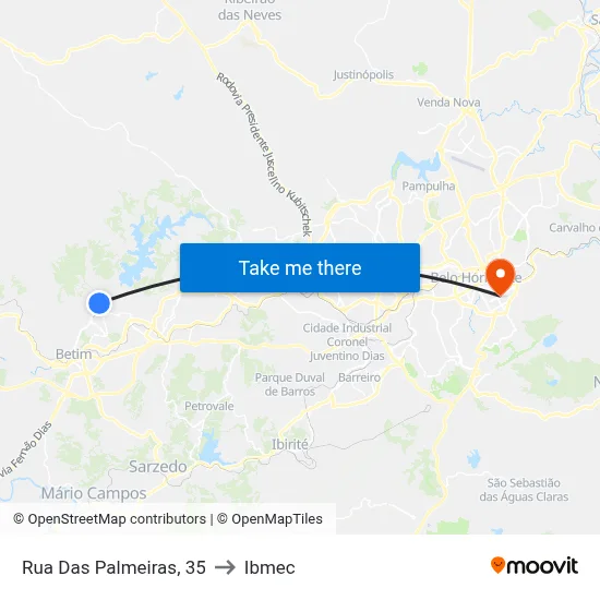 Rua Das Palmeiras, 35 to Ibmec map