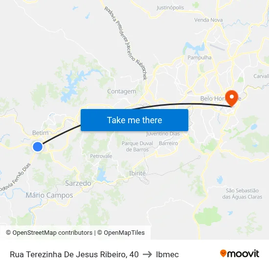 Rua Terezinha De Jesus Ribeiro, 40 to Ibmec map