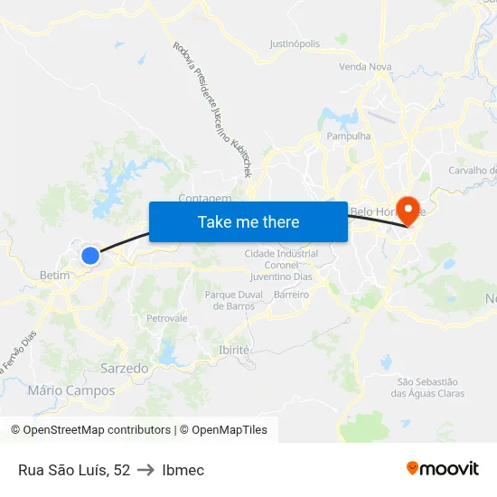 Rua São Luís, 52 to Ibmec map