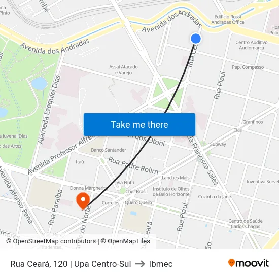 Rua Ceará, 120 | Upa Centro-Sul to Ibmec map