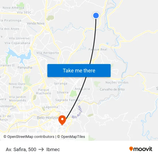Av. Safira, 500 to Ibmec map