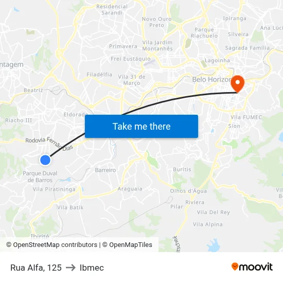 Rua Alfa, 125 to Ibmec map
