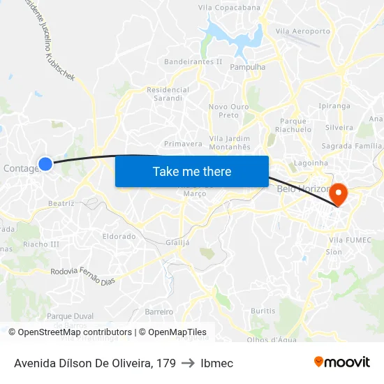 Avenida Dílson De Oliveira, 179 to Ibmec map