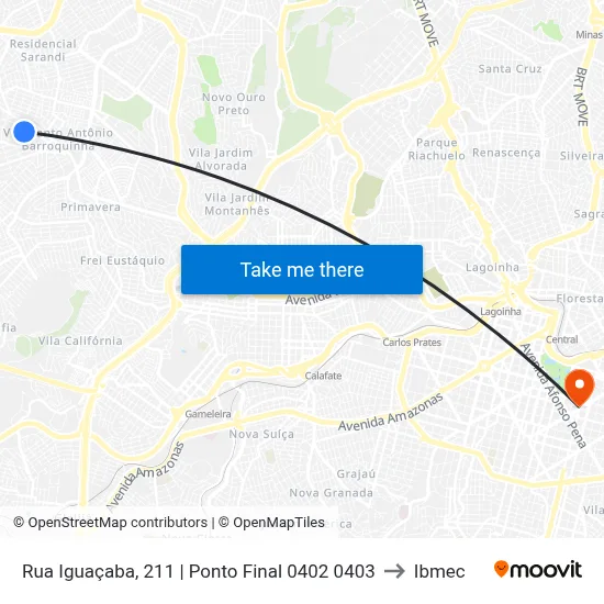 Rua Iguaçaba, 211 | Ponto Final 0402 0403 to Ibmec map